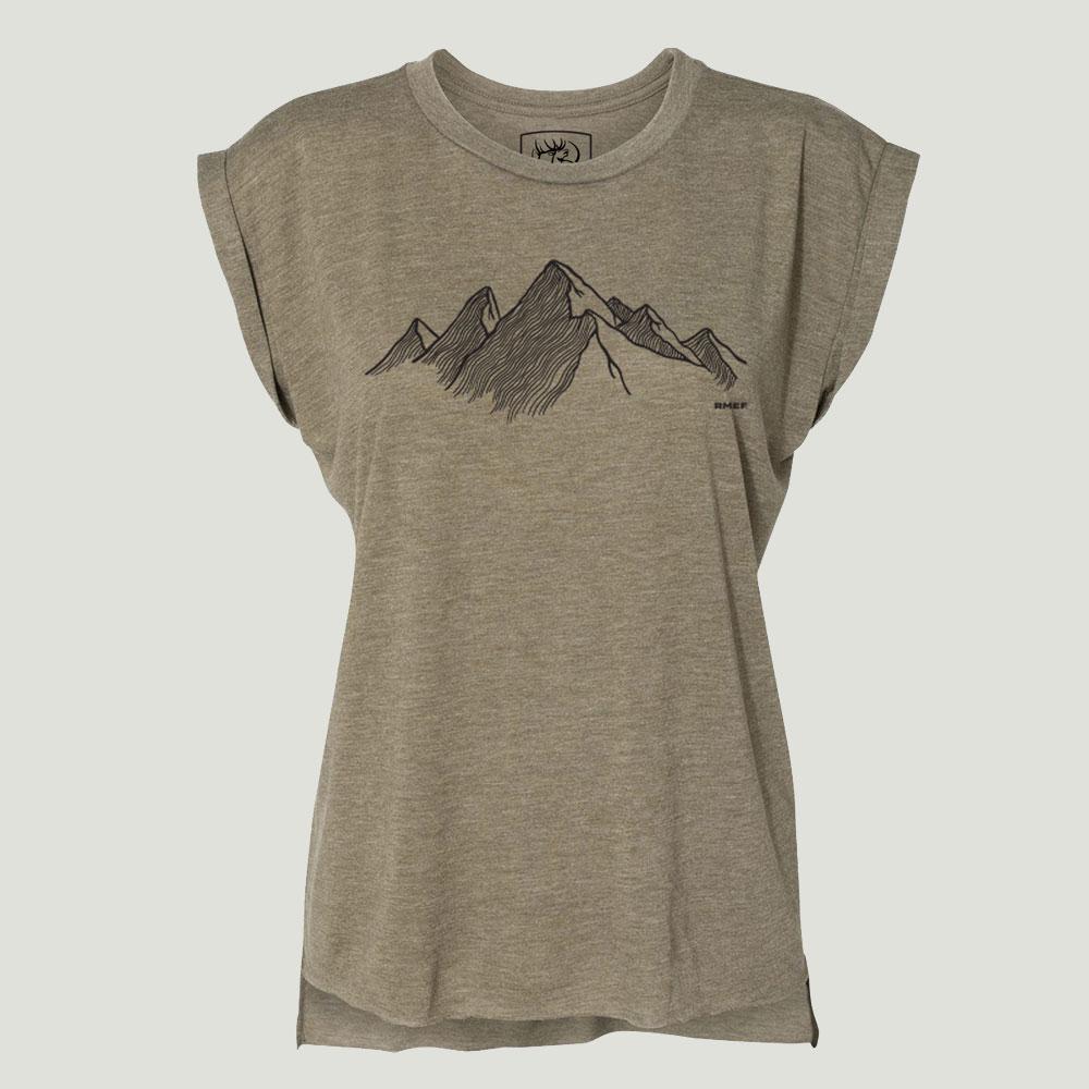 Ladies Mountain Lines Rolled Cuffs Tee