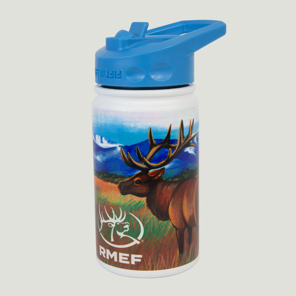 Blue Youth Elk Scene 12 oz Water Bottle