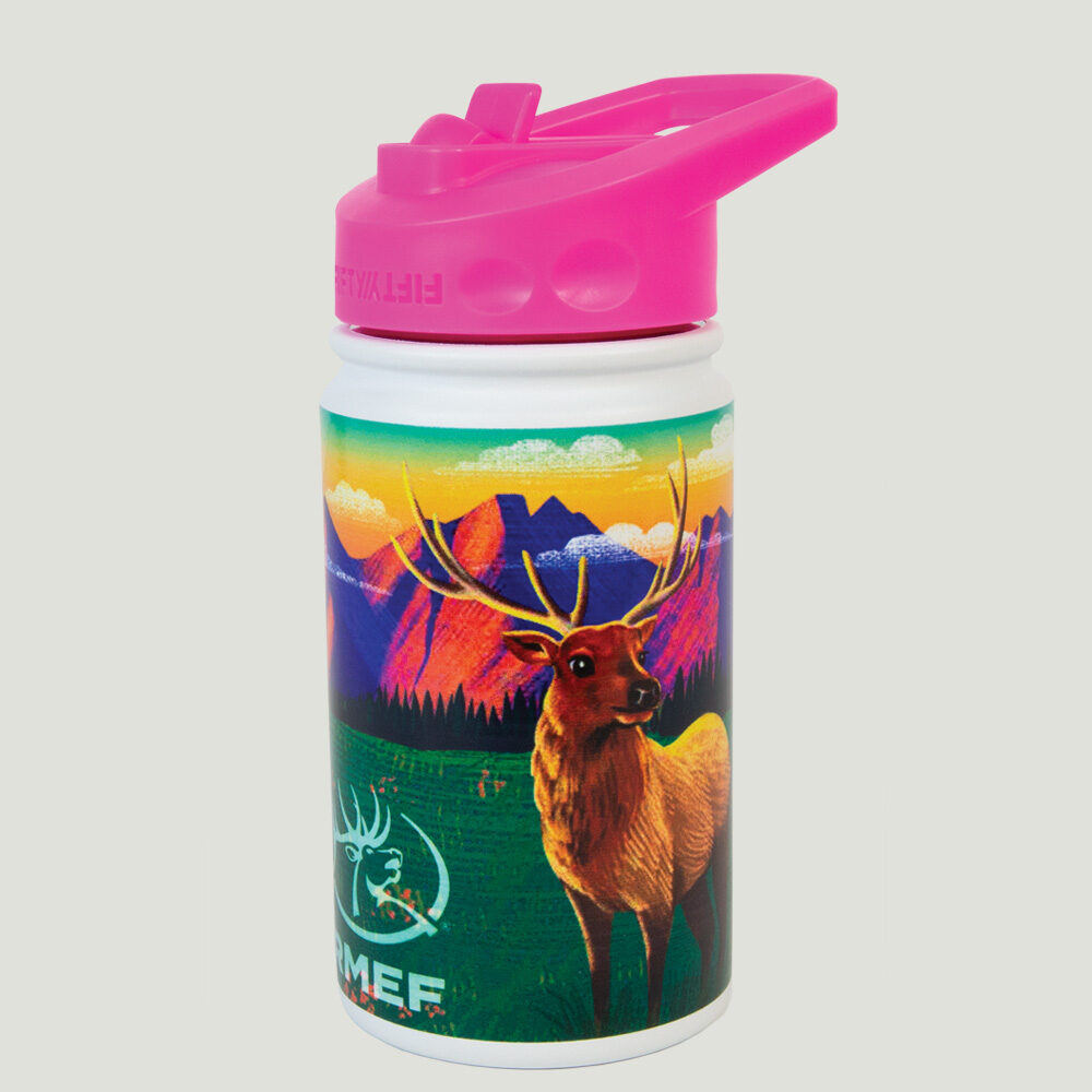Pink Youth Elk Scene Water Bottle